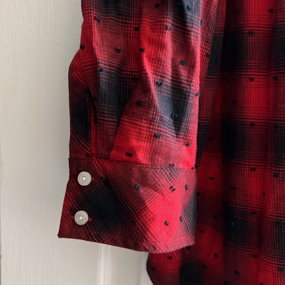 NWT 🌲 TOMMY HILFIGER RED/BLACK TEXTURED BUTTON DOWN LONG SLEEVE PLAID SHIRT 3X - Picture 5 of 10